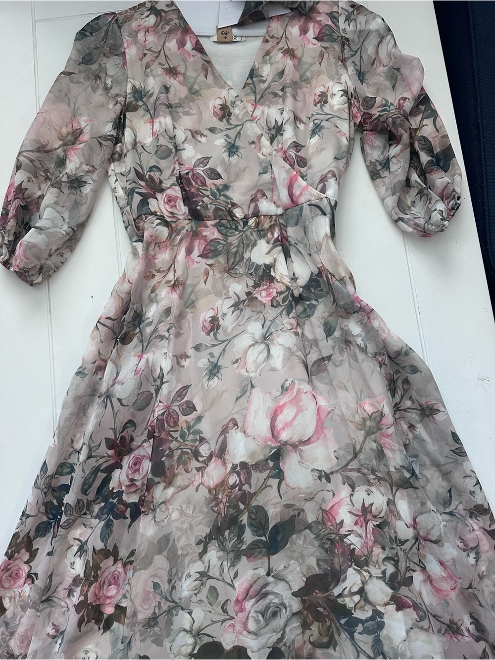 Floral V-Neck Maxi Dress in Blush Pink